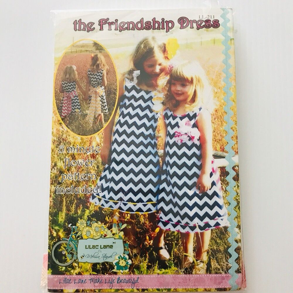 Lilac Lane Sewing Pattern THE FRIENDSHIP DRESS Sz 2T-10 Matching Sister Dresses